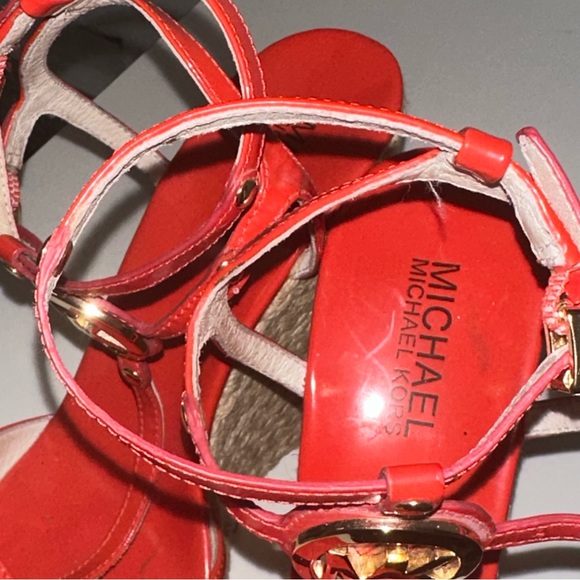 Michael Kors Coral Wedge Straw Heels 7.5 - Picture 2 of 7